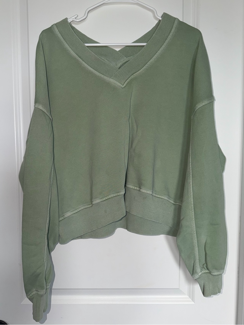 aerie Sage Green V-Neck Relaxed Pullover